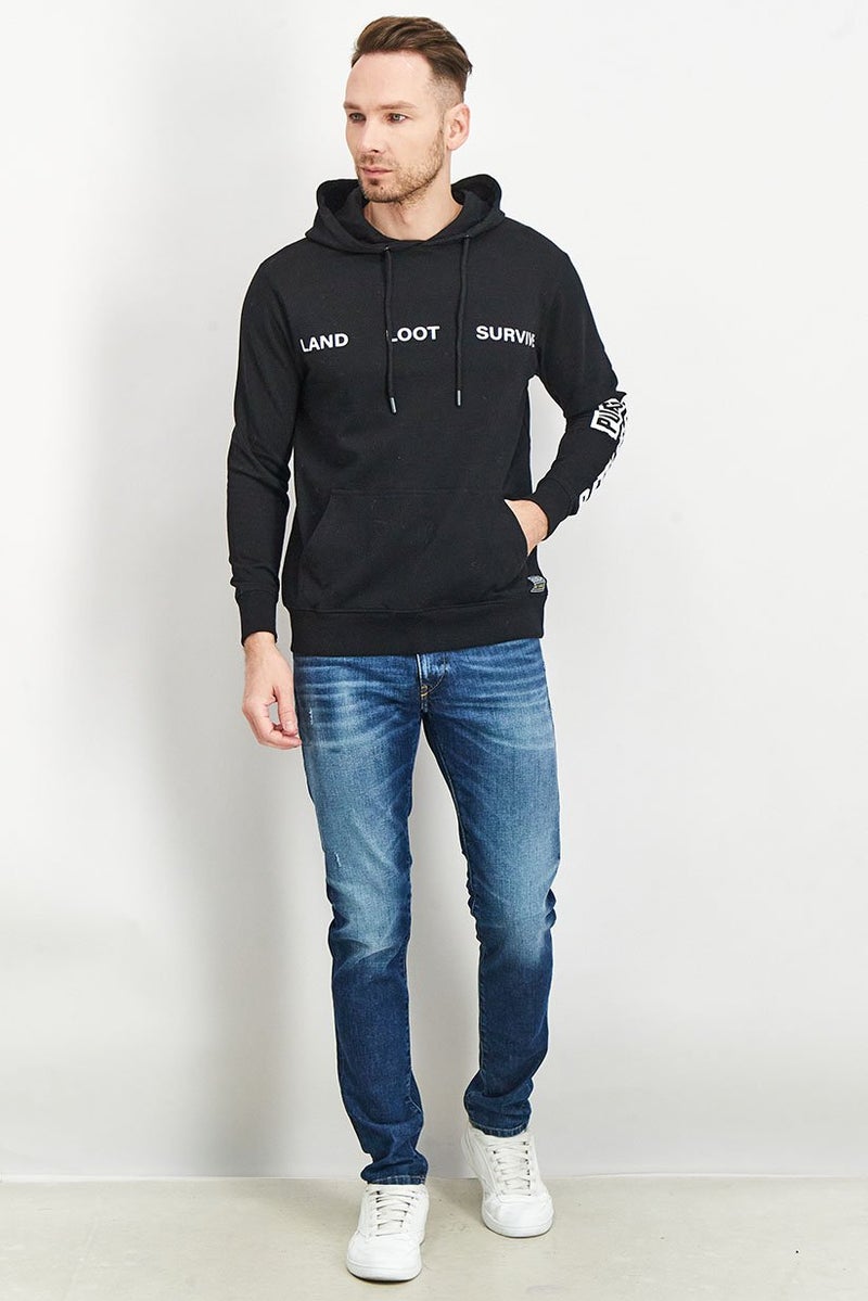 PUBG سويت شيرت جرافيك بغطاء رأس للرجال مع حبل سحب، أسود وأبيض - Image 4